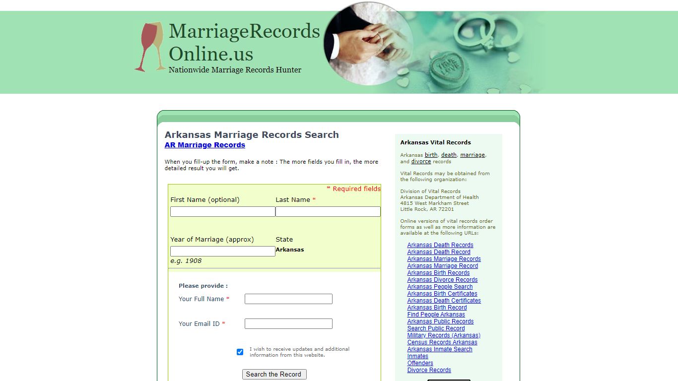 Arkansas Marriage Records Search